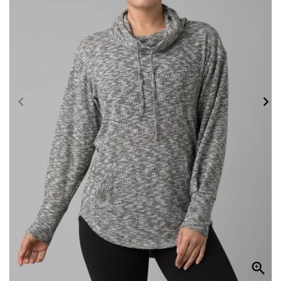 Prana heather gray Frieda pullover kangaroo pocket long sleeve size Large I7 - Picture 1 of 8